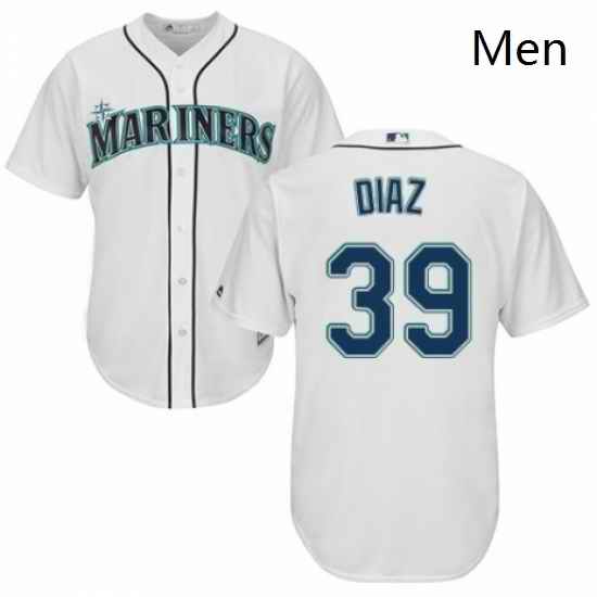 Mens Majestic Seattle Mariners 39 Edwin Diaz Replica White Home Cool Base MLB Jersey